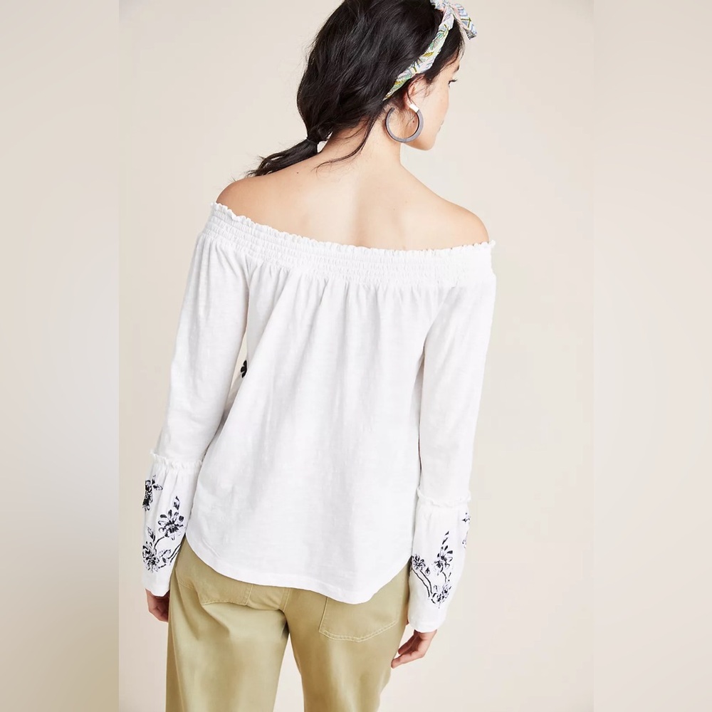 Anthropologie Annie Embroidered Off-The-Shoulder Blouse - Size S - Picture 2 of 9